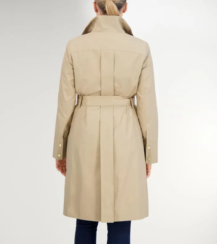 Stand Collar Rain Trench Coat Khaki Women Cole Haan Trench Coats