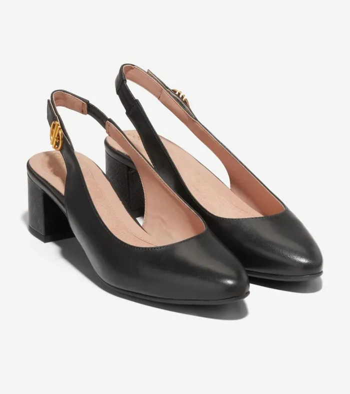 The GoTo Slingback Pump 45MM Black Leather Women Cole Haan Heels and Pumps