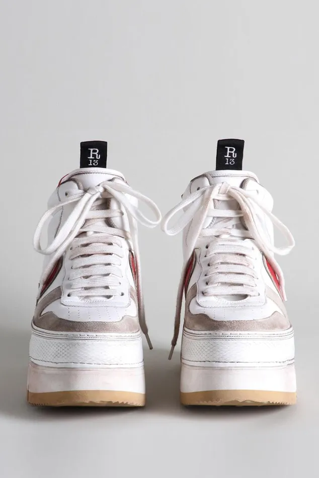 The Riot Leather High Top 8211 Red And White Official Site Women R13 Shoes