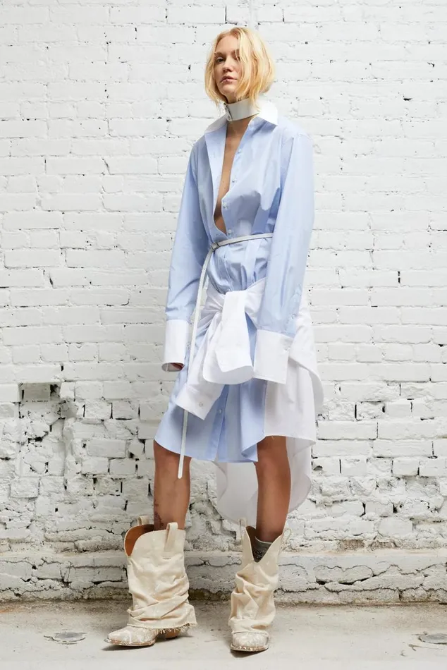 TIE SHIRTDRESS 8211 BLUE AND WHITE Women R13 Dresses and Skirts