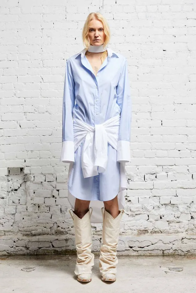 TIE SHIRTDRESS 8211 BLUE AND WHITE Women R13 Dresses and Skirts
