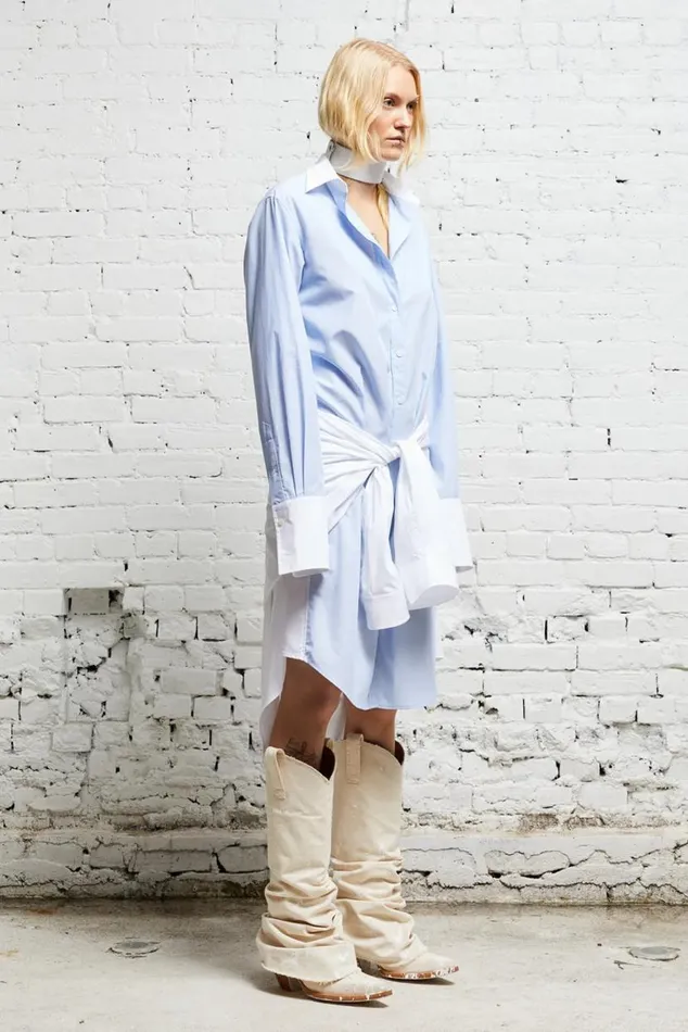 TIE SHIRTDRESS 8211 BLUE AND WHITE Women R13 Dresses and Skirts