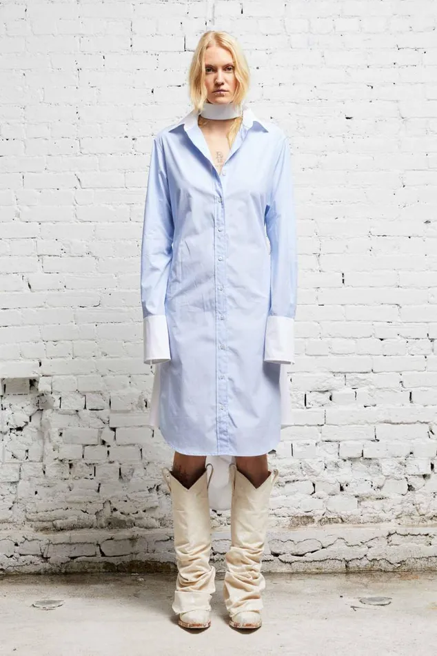 TIE SHIRTDRESS 8211 BLUE AND WHITE Women R13 Dresses and Skirts