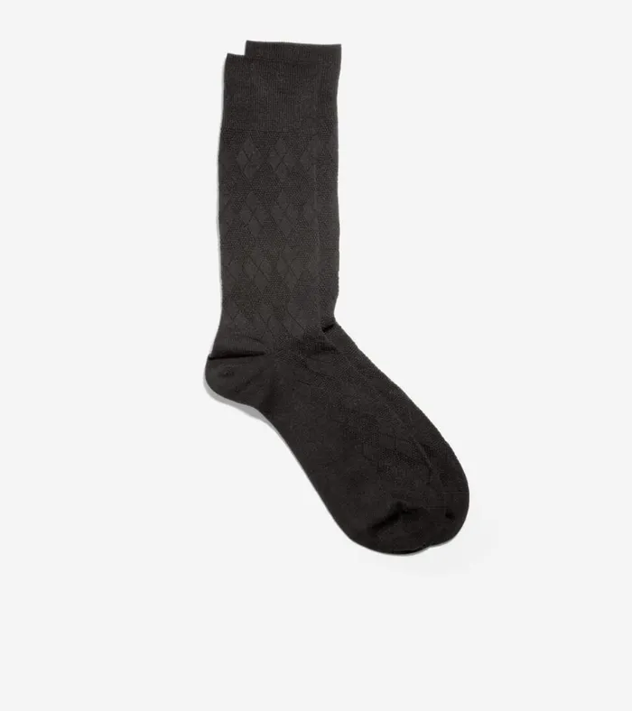 Tonal Argyle Crew Socks Black Men Cole Haan Socks
