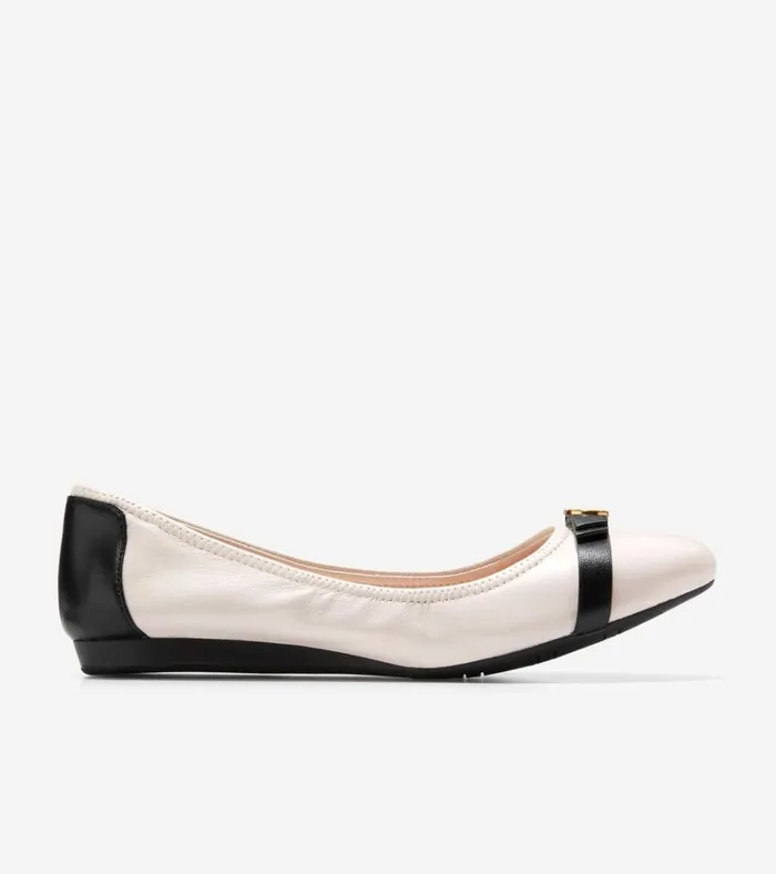Tova Bow Ballet Ivoryblack Women Cole Haan Flats and SlipOns