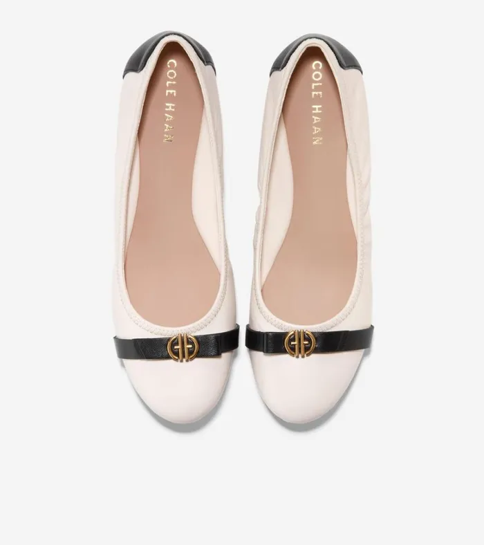 Tova Bow Ballet Ivoryblack Women Cole Haan Flats and SlipOns Tova Bow Ballet Ivoryblack Women Cole Haan Flats and SlipOns
