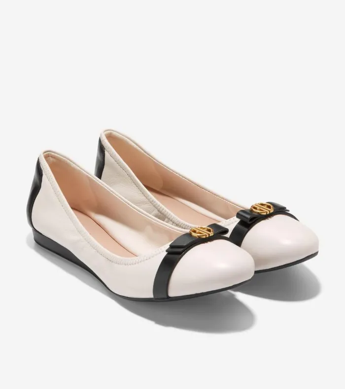 Tova Bow Ballet Ivoryblack Women Cole Haan Flats and SlipOns Tova Bow Ballet Ivoryblack Women Cole Haan Flats and SlipOns