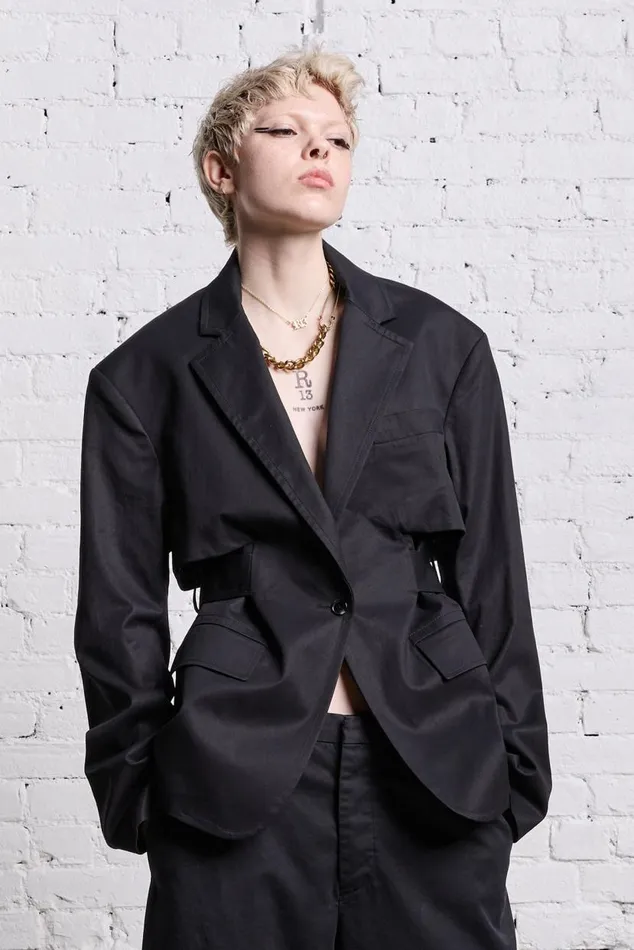 TRENCH VENT BLAZER 8211 BLACK Women R13 Jackets and Coats
