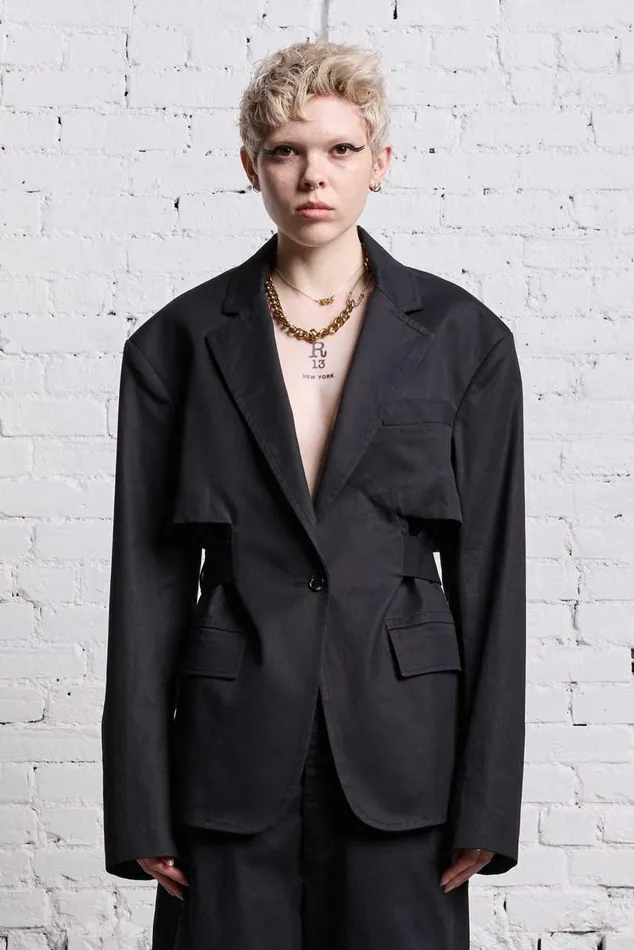 TRENCH VENT BLAZER 8211 BLACK Women R13 Jackets and Coats