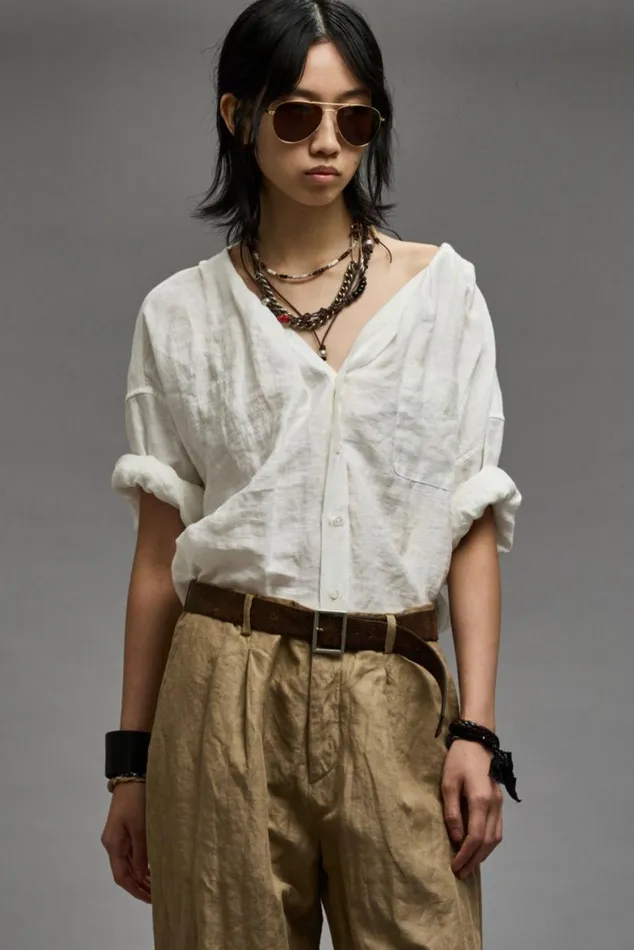 TWISTED NECK SHIRT 8211 WHITE Women R13 Tops