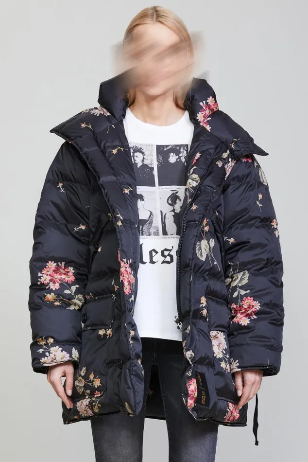 UPSIDEDOWN COAT 8211 FLORAL ON BLACK Women R13 Jackets and Coats