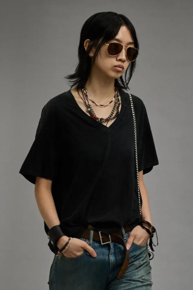 VNECK RELAXED T 8211 BLACK Women R13 TShirts