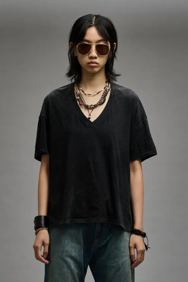 VNECK RELAXED T 8211 BLACK Women R13 TShirts