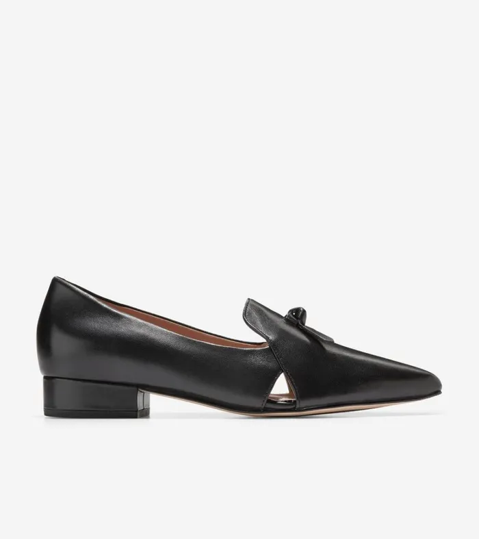 Viola Skimmer Flat Black Leather Women Cole Haan Flats and SlipOns