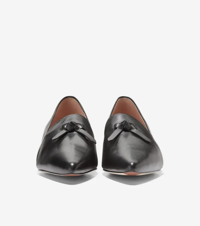 Viola Skimmer Flat Black Leather Women Cole Haan Flats and SlipOns