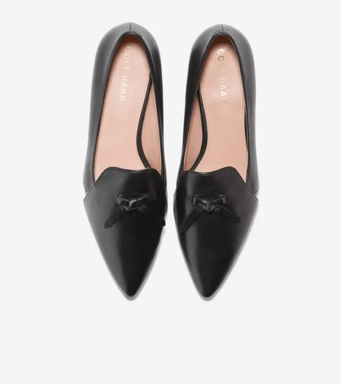 Viola Skimmer Flat Black Leather Women Cole Haan Flats and SlipOns