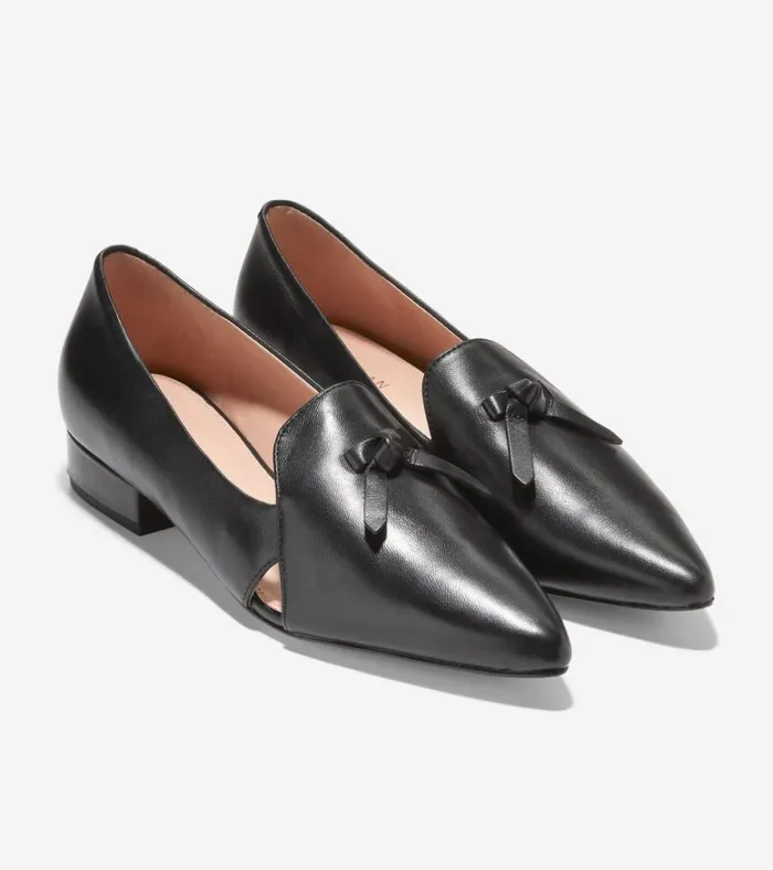 Viola Skimmer Flat Black Leather Women Cole Haan Flats and SlipOns