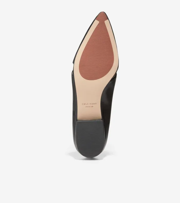 Viola Skimmer Flat Black Leather Women Cole Haan Flats and SlipOns