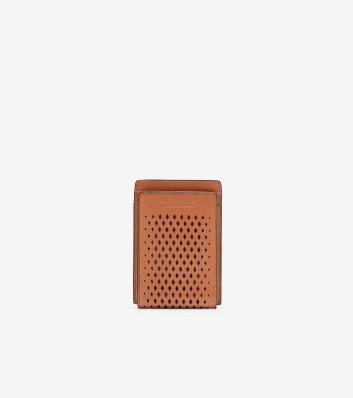 Washington Perforated Card Case British Tan Men Cole Haan Wallets
