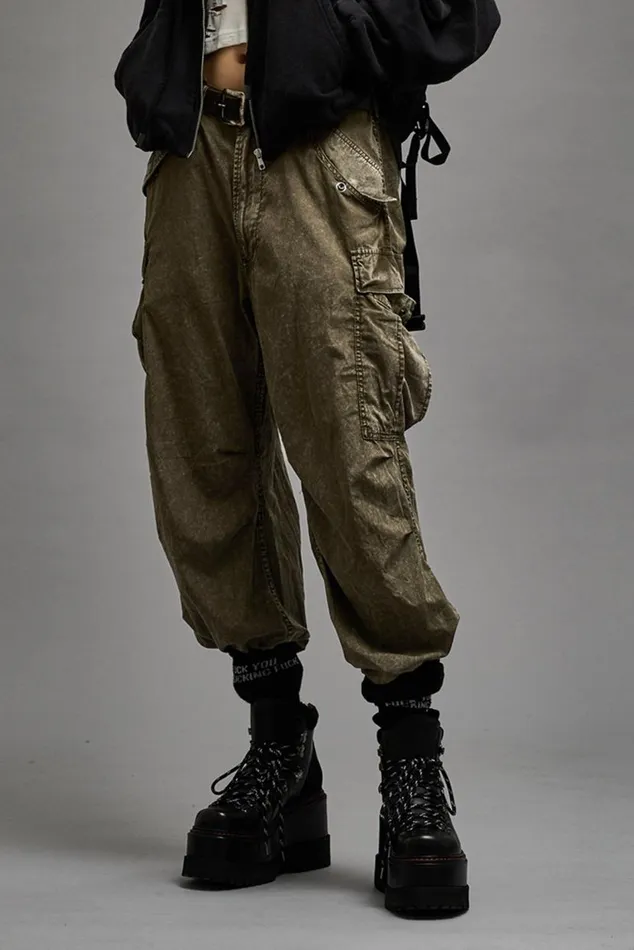 WIDE LEG CARGO 8211 OLIVE GARMENT DYE Women R13 Pants and Shorts