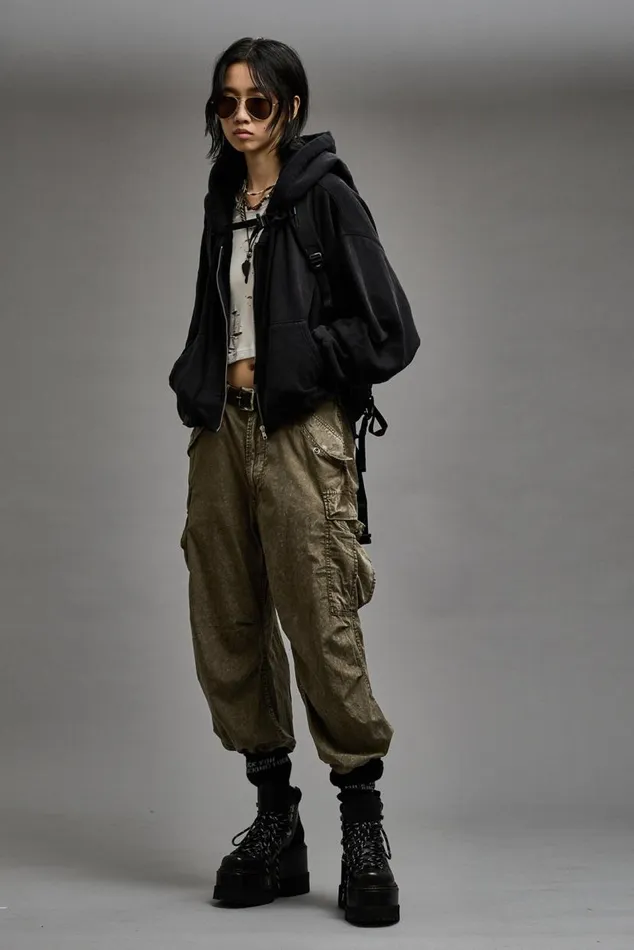 WIDE LEG CARGO 8211 OLIVE GARMENT DYE Women R13 Pants and Shorts