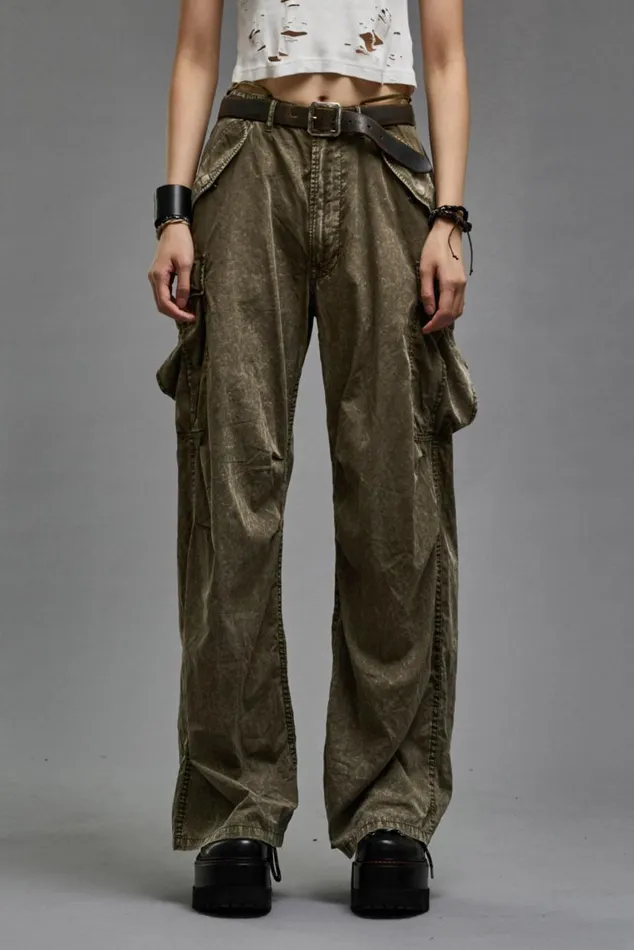 WIDE LEG CARGO 8211 OLIVE GARMENT DYE Women R13 Pants and Shorts