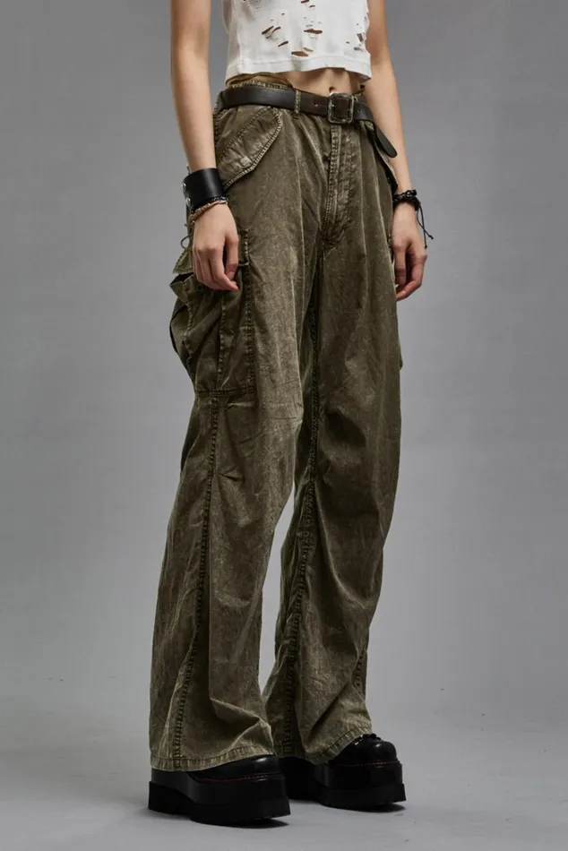 WIDE LEG CARGO 8211 OLIVE GARMENT DYE Women R13 Pants and Shorts
