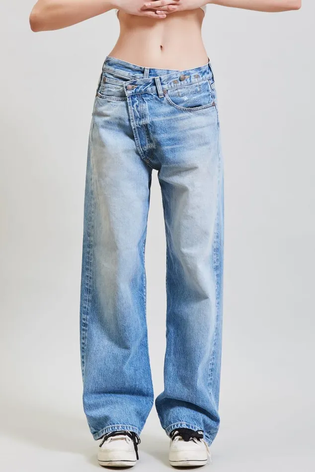 WIDE LEG CROSS OVER JEAN 8211 IRVING BLUE Women R13 Denim WIDE LEG CROSS OVER JEAN 8211 IRVING BLUE Women R13 Denim