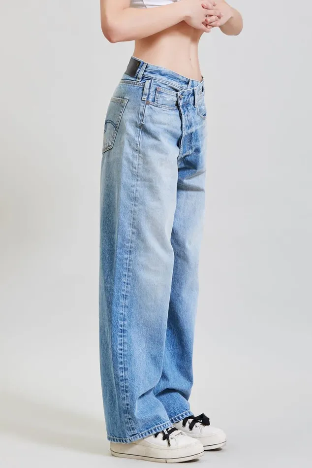 WIDE LEG CROSS OVER JEAN 8211 IRVING BLUE Women R13 Denim WIDE LEG CROSS OVER JEAN 8211 IRVING BLUE Women R13 Denim