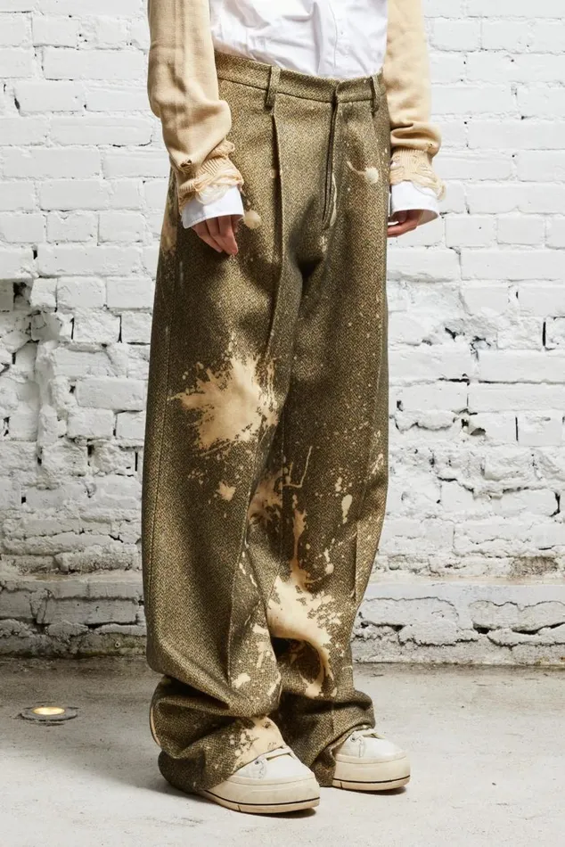 WIDE LEG TROUSER 8211 TWEED PAINT SPLATTER Women R13 Pants and Shorts