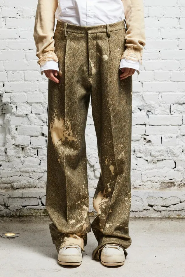 WIDE LEG TROUSER 8211 TWEED PAINT SPLATTER Women R13 Pants and Shorts