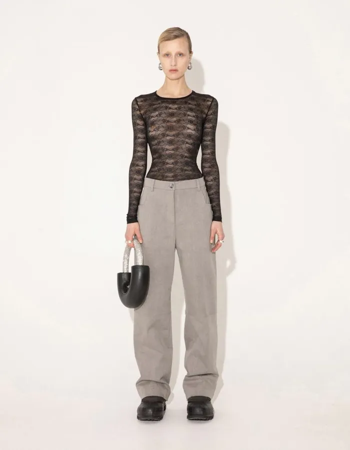 Women Tops Han Kjbenhavn Lace Monogram Long Sleeve 8211 Black