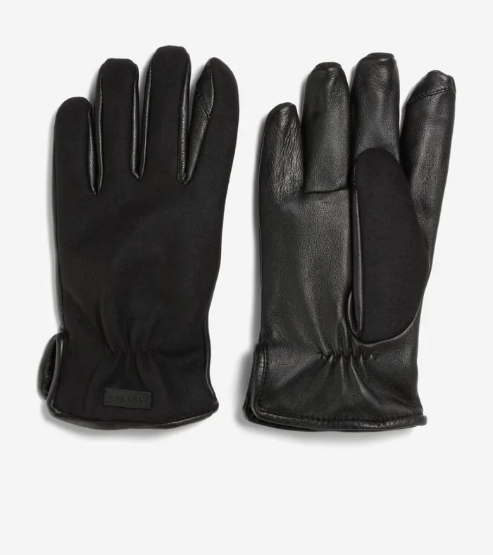 Wool Back Leather Glove Caviar Men Cole Haan Hats