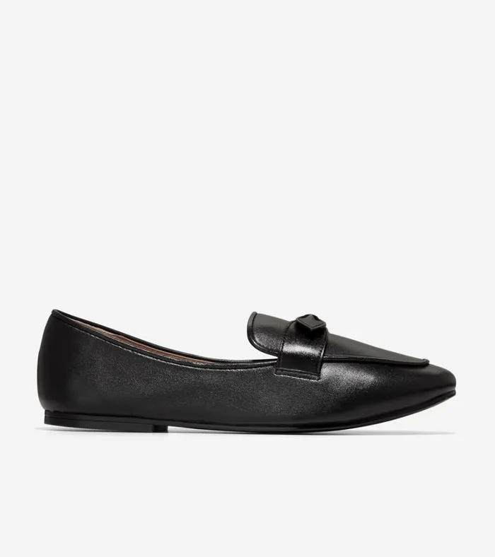York Bow Loafers Black Leather Women Cole Haan Flats and SlipOns