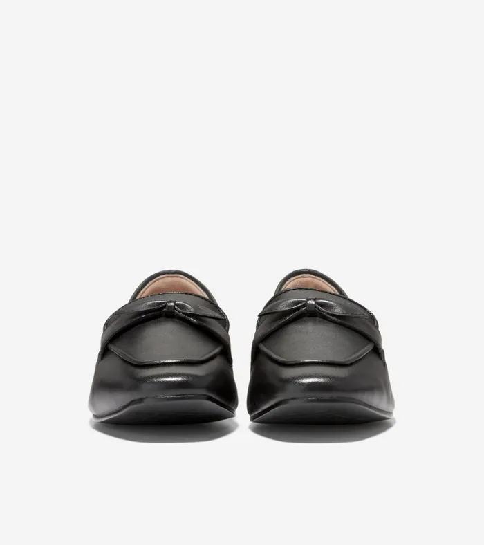 York Bow Loafers Black Leather Women Cole Haan Flats and SlipOns