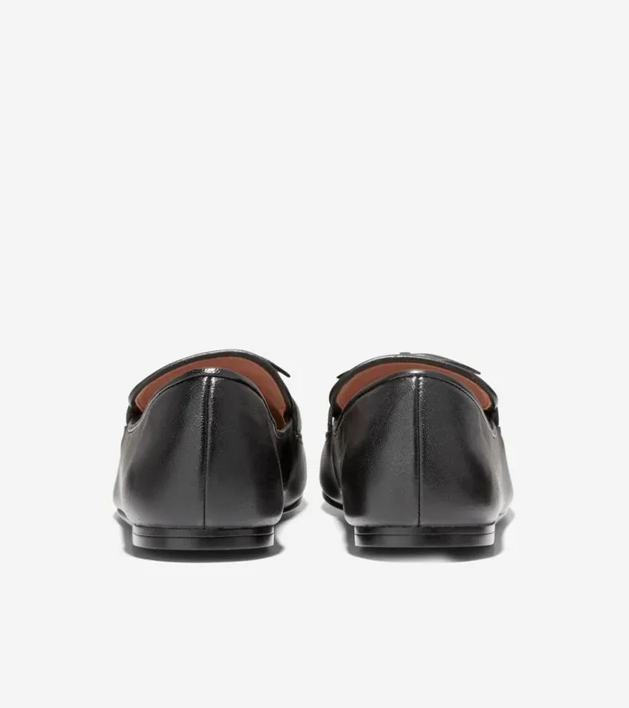 York Bow Loafers Black Leather Women Cole Haan Flats and SlipOns