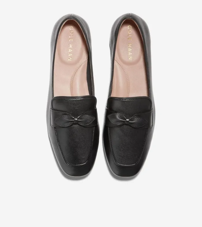 York Bow Loafers Black Leather Women Cole Haan Flats and SlipOns