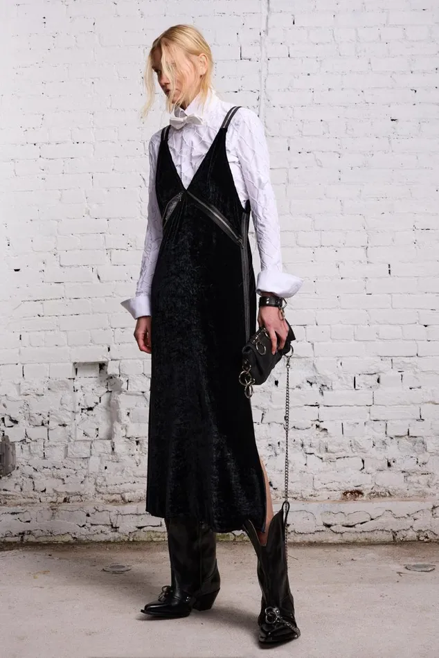 ZIPPER GRUNGE SLIP 8211 BLACK VELVET Women R13 Dresses and Skirts