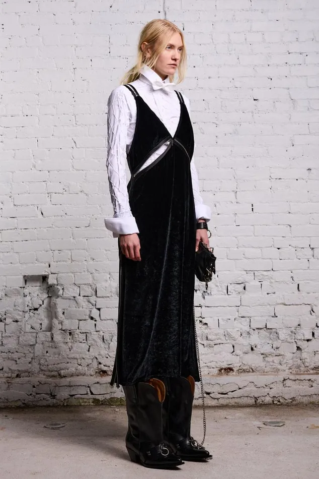 ZIPPER GRUNGE SLIP 8211 BLACK VELVET Women R13 Dresses and Skirts