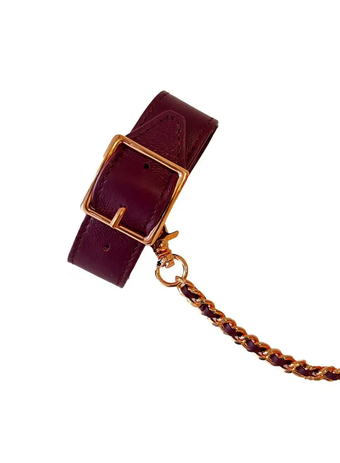Accessories PleasureLingerie Fleur Du Mal Leather Cuffs Bordeaux