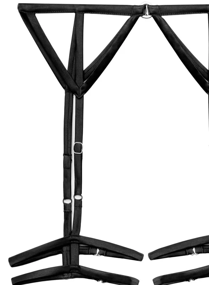 Accessories PleasureLingerie Fleur Du Mal Strappy Bondage Garter Belt Black
