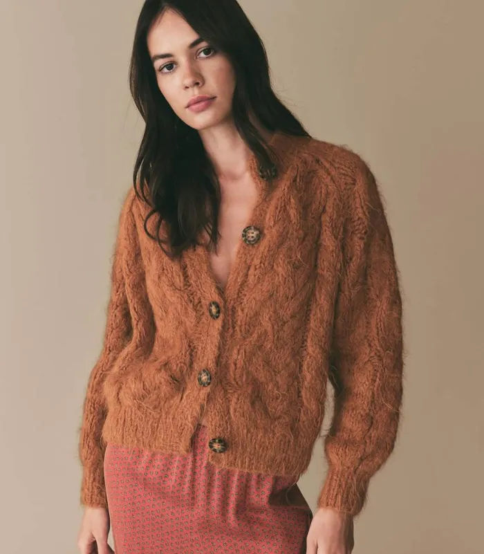 ADELINA CARDIGAN Bright Pumpkin Shop DEN Knitwear