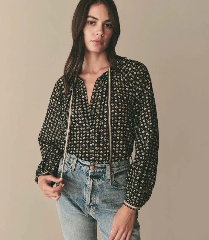 AMINA TOP Noir Countryside Paisley Shop DEN Tops