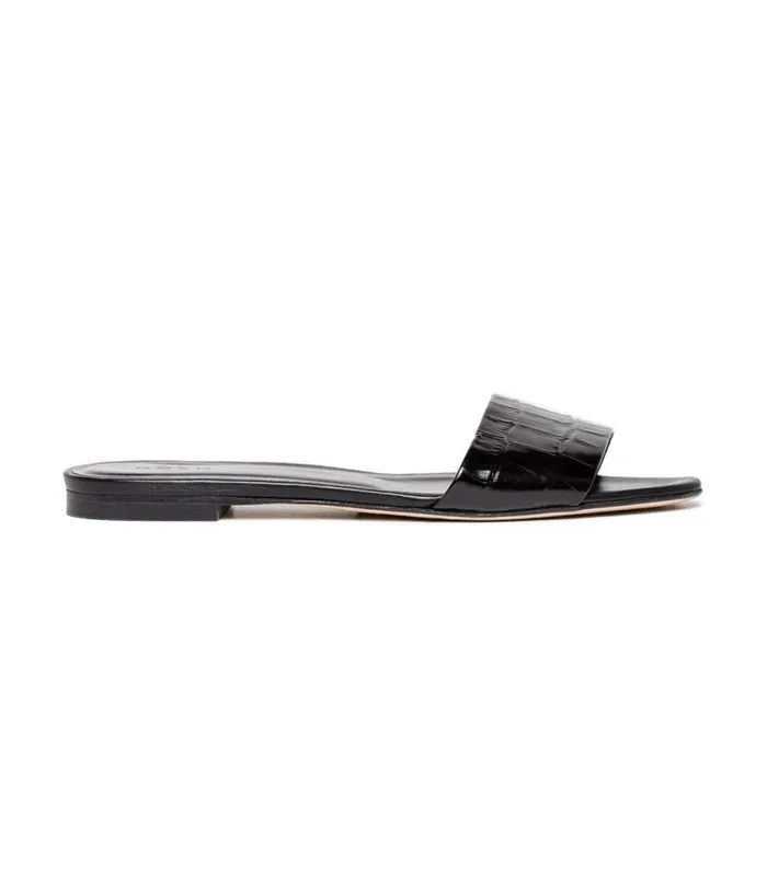 ANGELICA SANDAL Black Faux Croc Shop DEN Footwear