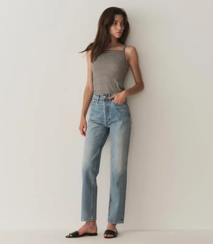 ANGIE TANK Noir La Maddalena Gingham Shop DEN Tees