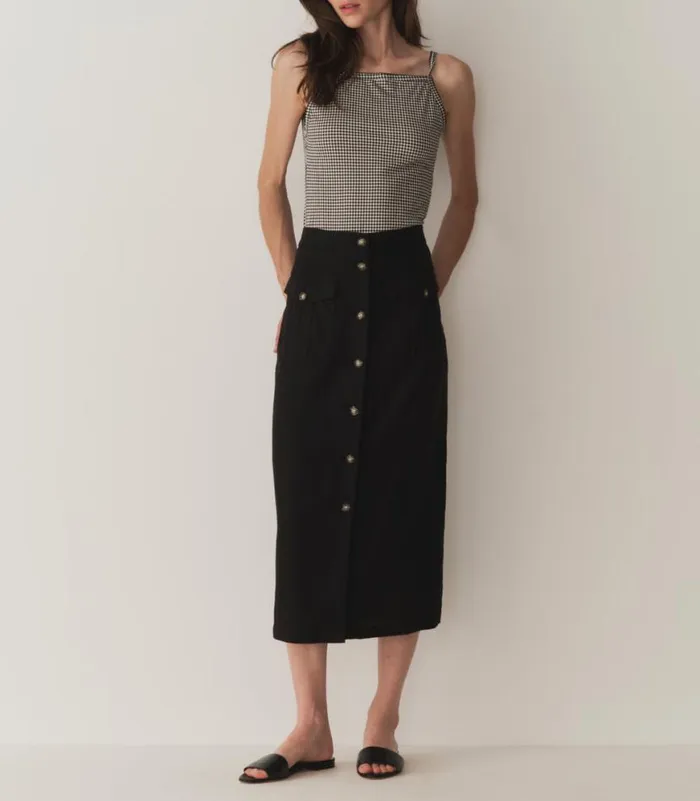 ANGIE TANK Noir La Maddalena Gingham Shop DEN Tees