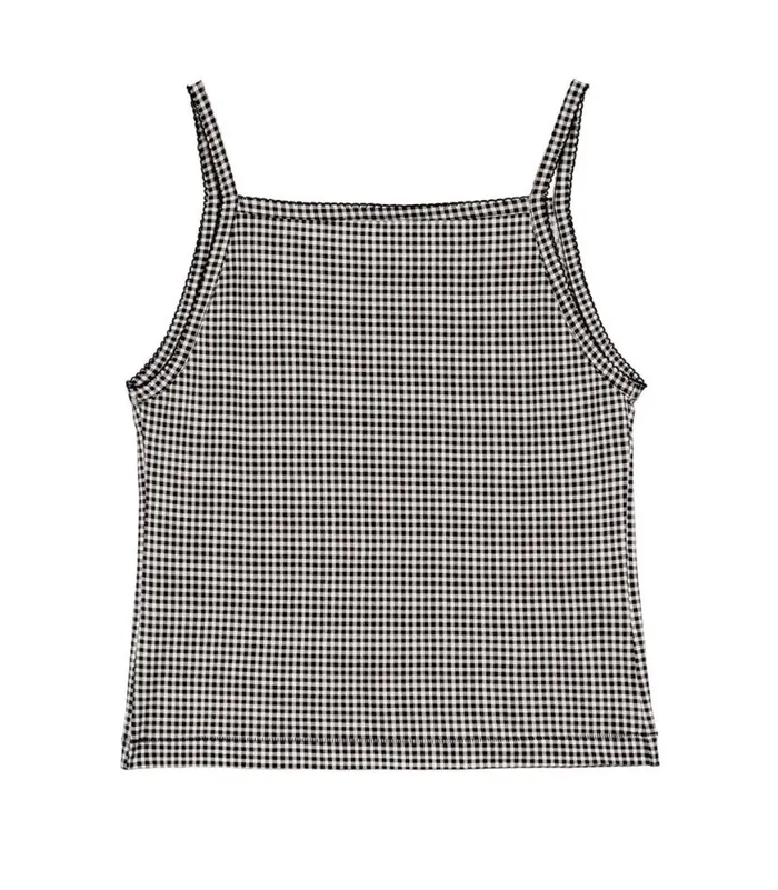 ANGIE TANK Noir La Maddalena Gingham Shop DEN Tees
