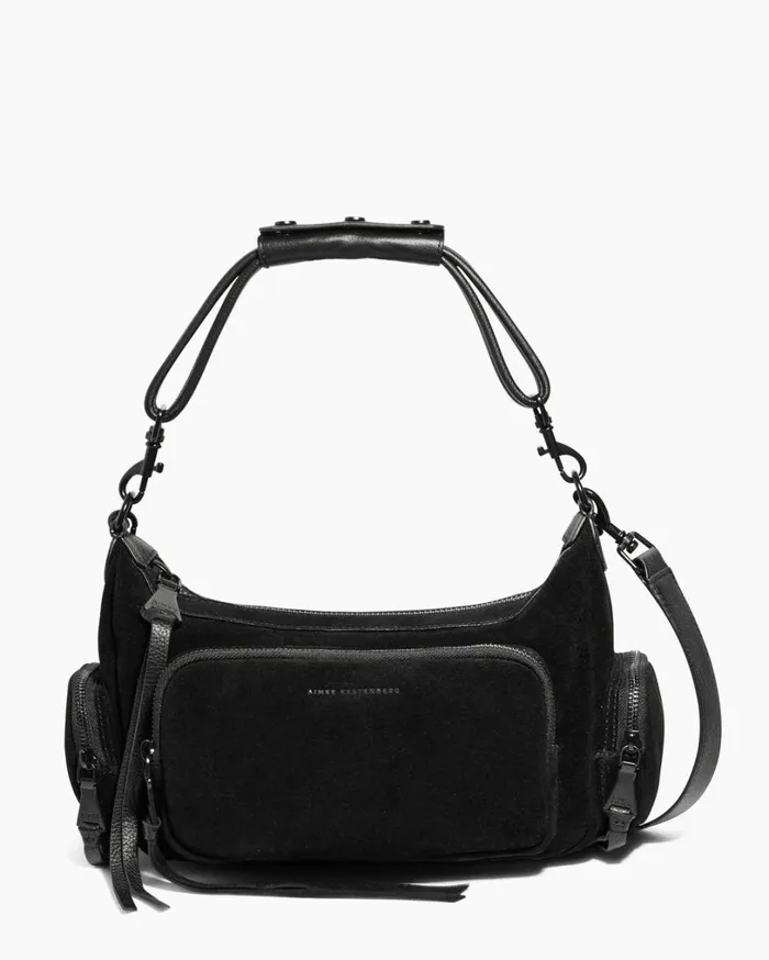 Away We Go Convertible Shoulder Black Suede Women Aimee Kestenberg Shoulder Bags Away We Go Convertible Shoulder Black Suede Women Aimee Kestenberg Shoulder Bags