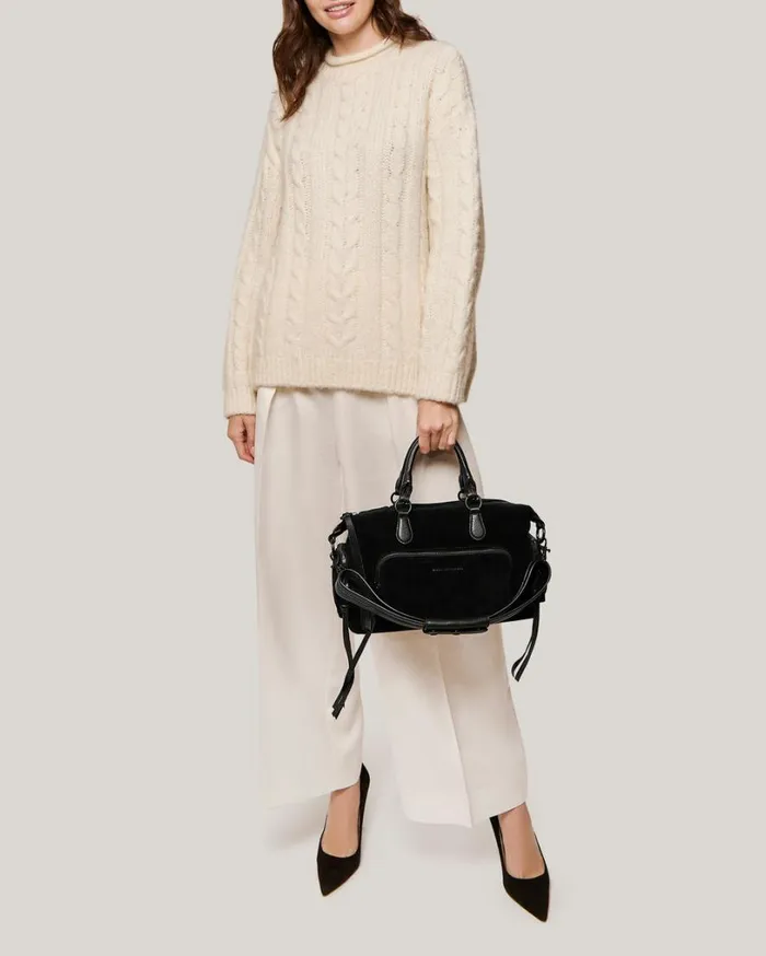 Away We Go Satchel Black Suede Women Aimee Kestenberg Satchels