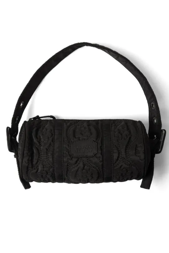 Bags Accessories Damson Madder Barrel Bag In Black Floral Stitch
